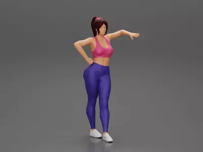 Sexy fitness girl leaning on a wall while standing outdoors 3D print model