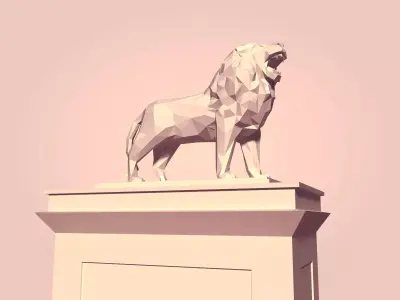 Cartoon Lion Statue - Low Poly Low-poly 3D model buy