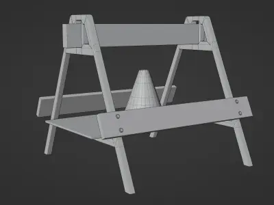 Safety Barrier Low-poly 3D model
