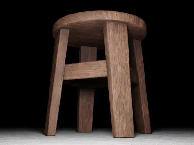Medieval Stool - Game Ready Low-poly 3D model