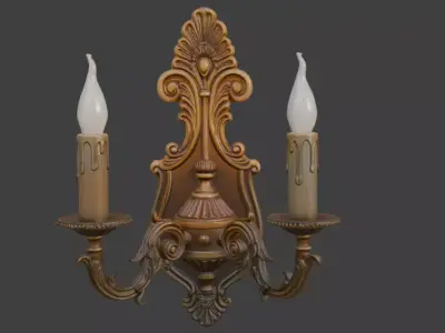 Ornate Antique Wall Sconce Lamp 3D Model 3D model