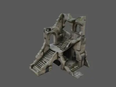 Ancient Stone Ruins with Arched Stairways   3D model