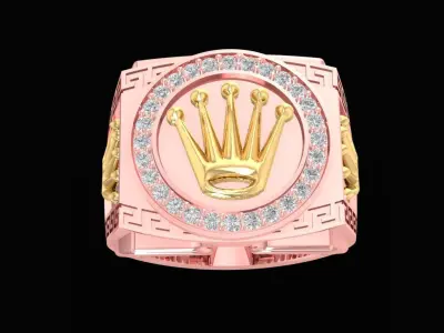 Luxury Crown Emblem Men Ring 3D Model  1271 3D print model