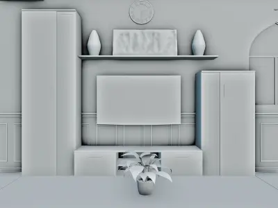 living room interior Low-poly 3D model