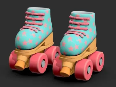 Quad roller skates  Low-poly 3D model