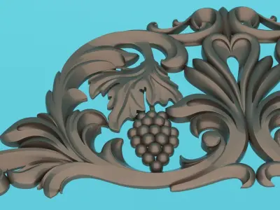Carved grapevine and carved decor around 3D Molding  Low-poly 3D model