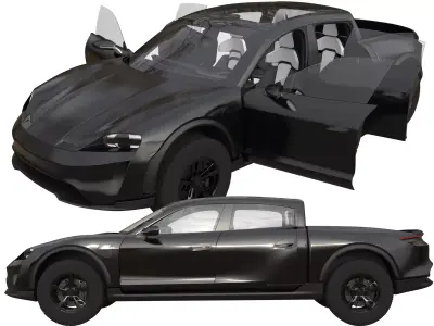  Taycan Pick-Up Truck Concept black 3D model