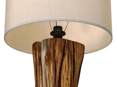 Rustic Wooden Table Lamp Country Stump Tree Eco Design 3D model