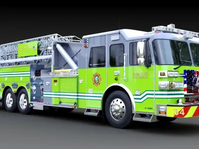 Fire Truck Aerial Platform Miame Dade Low-poly 3D model