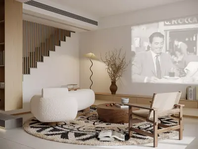 Modern living room dining room interior scenes 277 3D model