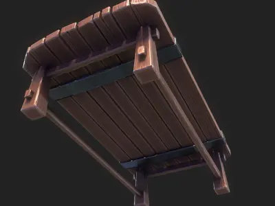 Table low-poly 3D model PBR Game ready For Unreal Engine Low-poly 3D model