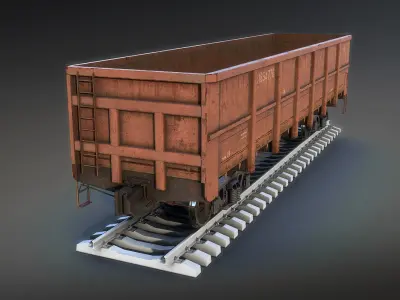 Railroad Open Wagon Low-poly 3D model
