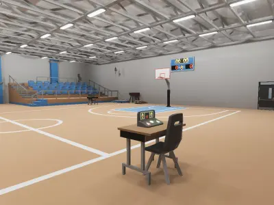 School Gym and Showers Lockers Combo Low-poly 3D model