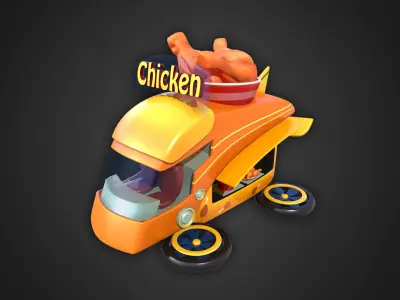 Asset - Cartoons - Food Car - Chicken Fly 3D model