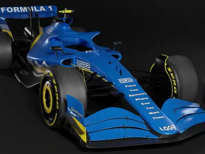 F1 2022 Ukrainian Livery Template Low-poly 3D model