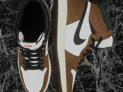 TRAVIS SCOTT X NIKE AIR JORDAN 1 HIGH 3D SHOES Low-poly 3D model