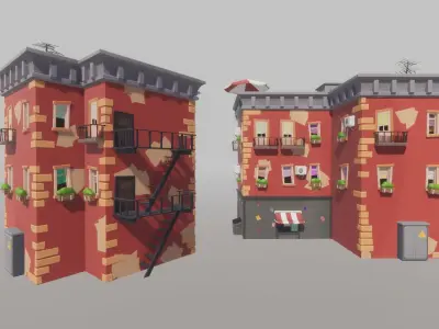 Cartoon house generator Low-poly 3D model