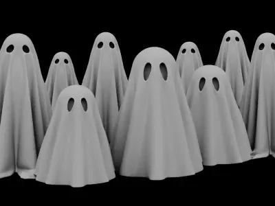 Cartoon Ghost 3D Model Stylized Halloween Decoration Low-poly 3D model