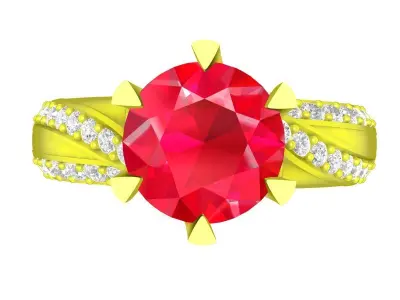 Luxury Round Cut Diamond Split Shank Ring for Women 5085 3D print model