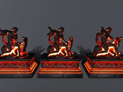 Neptune Statue Low-poly 3D model