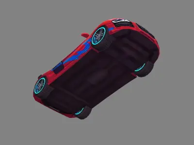 Cartoon sports car - red Low-poly 3D model