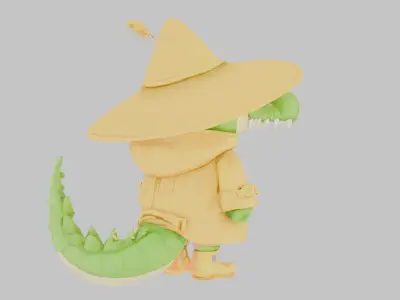 Crocodile Explorer toon Low-poly 3D model