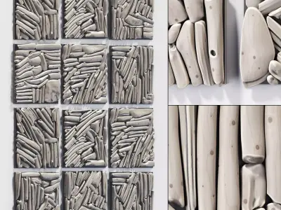 Rectangle  panel branch splinter Big n6 3D model