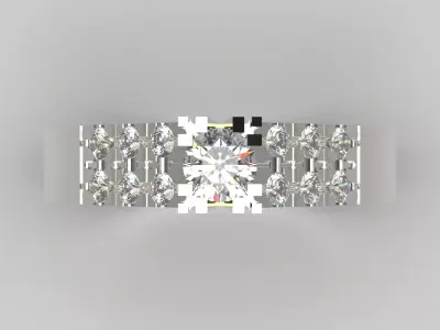 Modern Solitaire Engagement Ring with Diamonds Model sr0089 3D print model