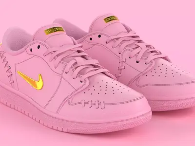 Air Jordan 1 Low Method of Make Perfect Pink Metallic Gold Low-poly 3D model