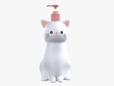 Cat Liquid Soap Dispenser White Version 3D model