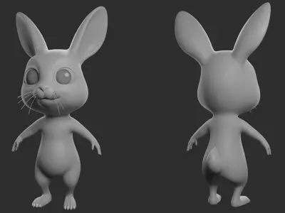 Cartoon Rabbit  II Basemesh  Low-poly 3D model