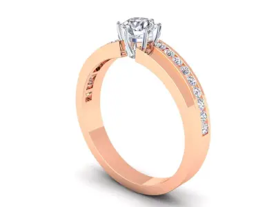 New Woman Solitaire Diamond Ring 3d Model  3D print model