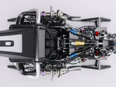 Twin Turbo Hybrid V8 LMH LMDh Engine - Over Engine Exhaust 3D model