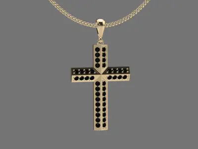 luxury full diamond cross pendant 3D print model