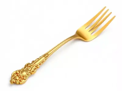 Ornate Gold Fork model pack Low-poly 3D model