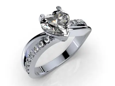 Engagement Ring Solitaire Model Ready For 3D Printing- CC92 3D print model