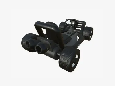 Cartoon Kart H09 Black - Vehicle Racing Design Low-poly 3D model
