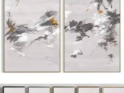 Plaster Two Photo Frame 402 Low-poly 3D model