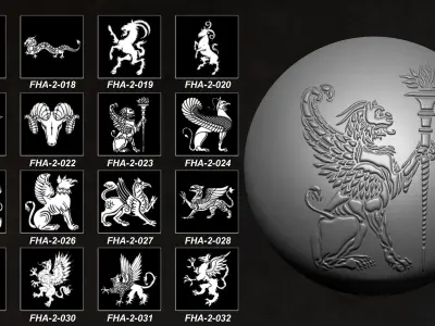 130 Heraldic and Celtic Animals Symbol Element V2 3D model