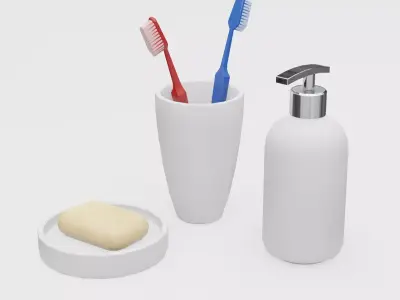 Bathroom Set Low-poly 3D model