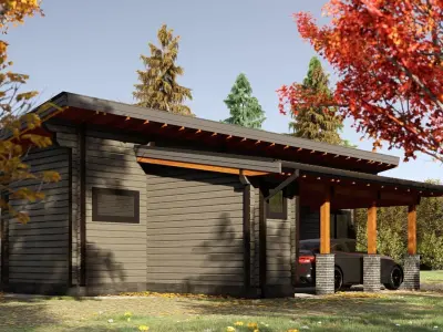 3D model of a wooden house for one bedroom 3D model