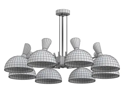 amanda modern chandelier with glass shades and metal 3D model