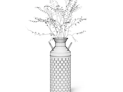 Plant 3D Model in Metal Pot 3D model