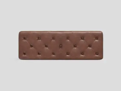 Vintage style tufted bench in brown leather 3D model