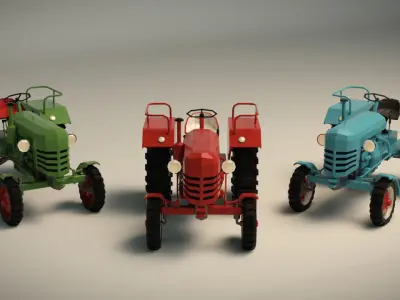 Low Poly Tractor 01 Low-poly 3D model