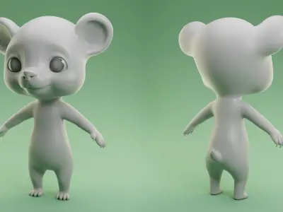 Cartoon Bear  II Basemesh  Low-poly 3D model