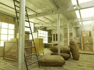 blender made factory or warehouse 3D model