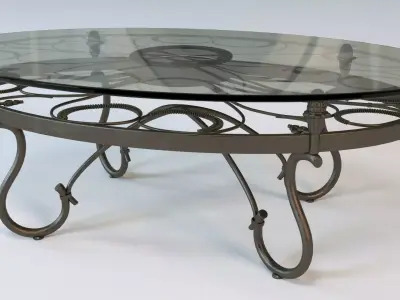Oval Glass Top Coffee Table 3D model