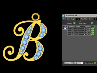 Alphabet V1 Font Style Pendant B 3D print model