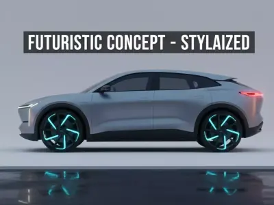 Sci-Fi Futuristic Electric SUV Concept Stylized 3D Vehicle Low-poly 3D model